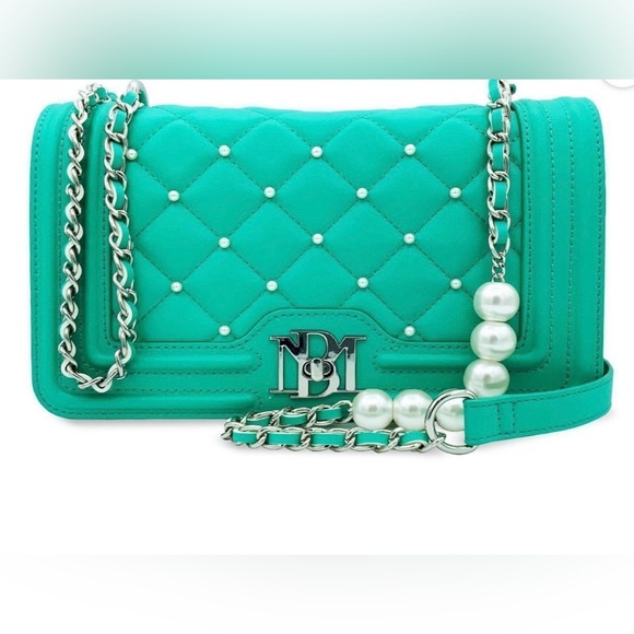 SOLD! NEW! Badgley Mischka Bombe Quilted Beaded Pearls Crossbody & Long Wallet - Picture 2 of 14